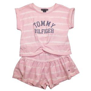 Tommy Hilfiger Children's 2 Piece Pink T-Shirt And Shorts Set Size US 2